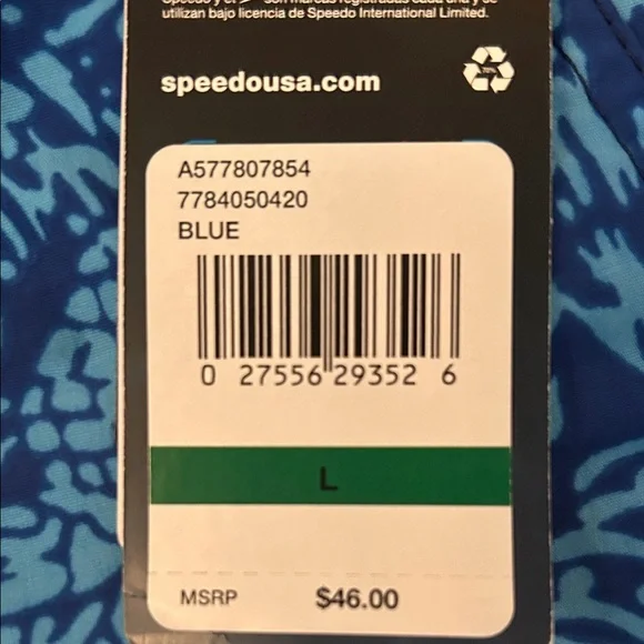 Speedo Men's Blue Pattern Swim Trunks-NWT - Picture 9 of 9